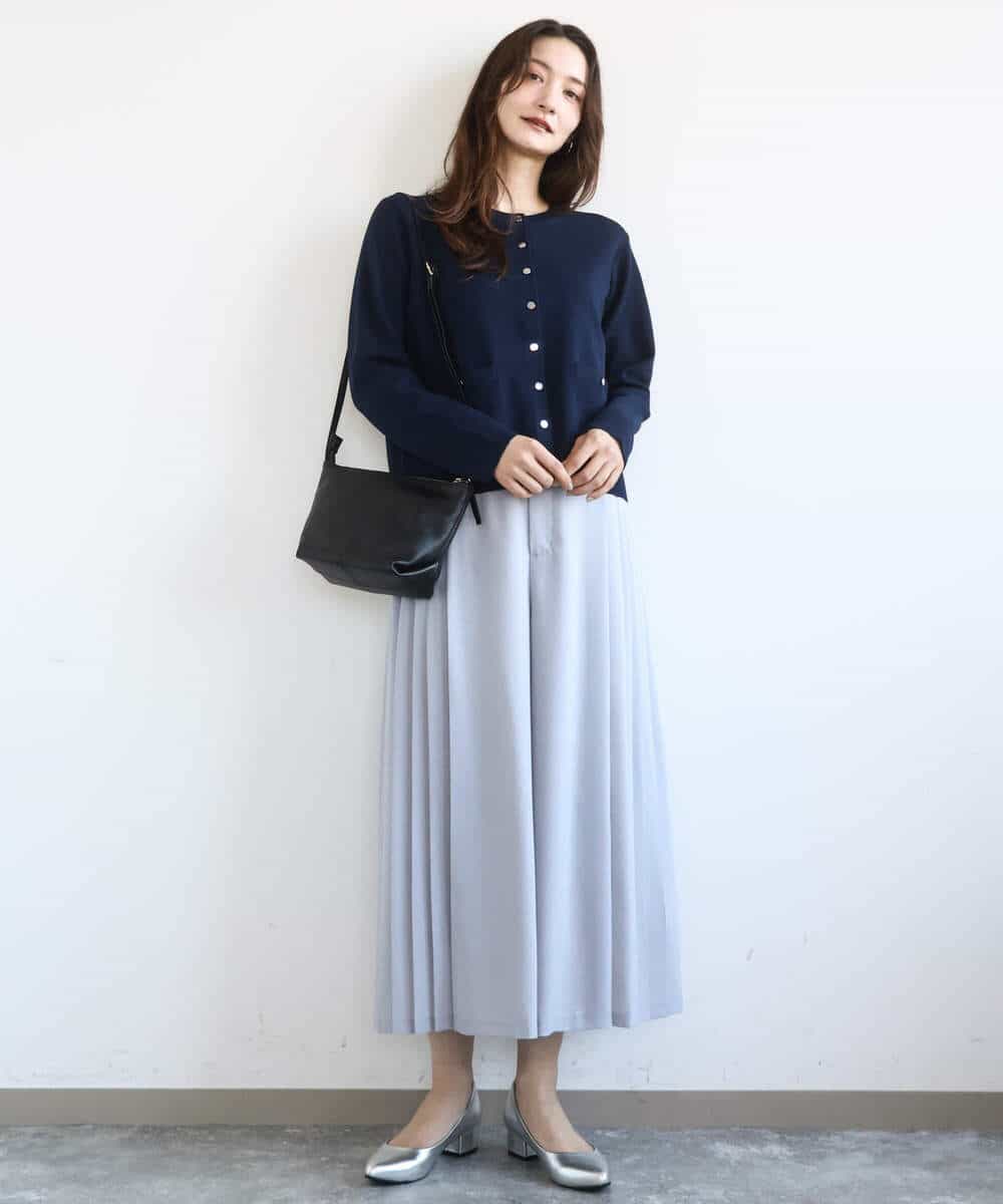 FKSGD20160 MK MICHEL KLEIN(MK ミッシェルクラン) 綿混ニットカーディガン/洗える ブルーグレー