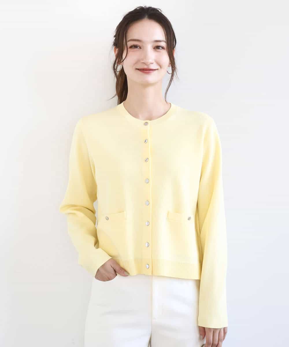 FKSGD20160 MK MICHEL KLEIN(MK ミッシェルクラン) 綿混ニットカーディガン/洗える ブルーグレー