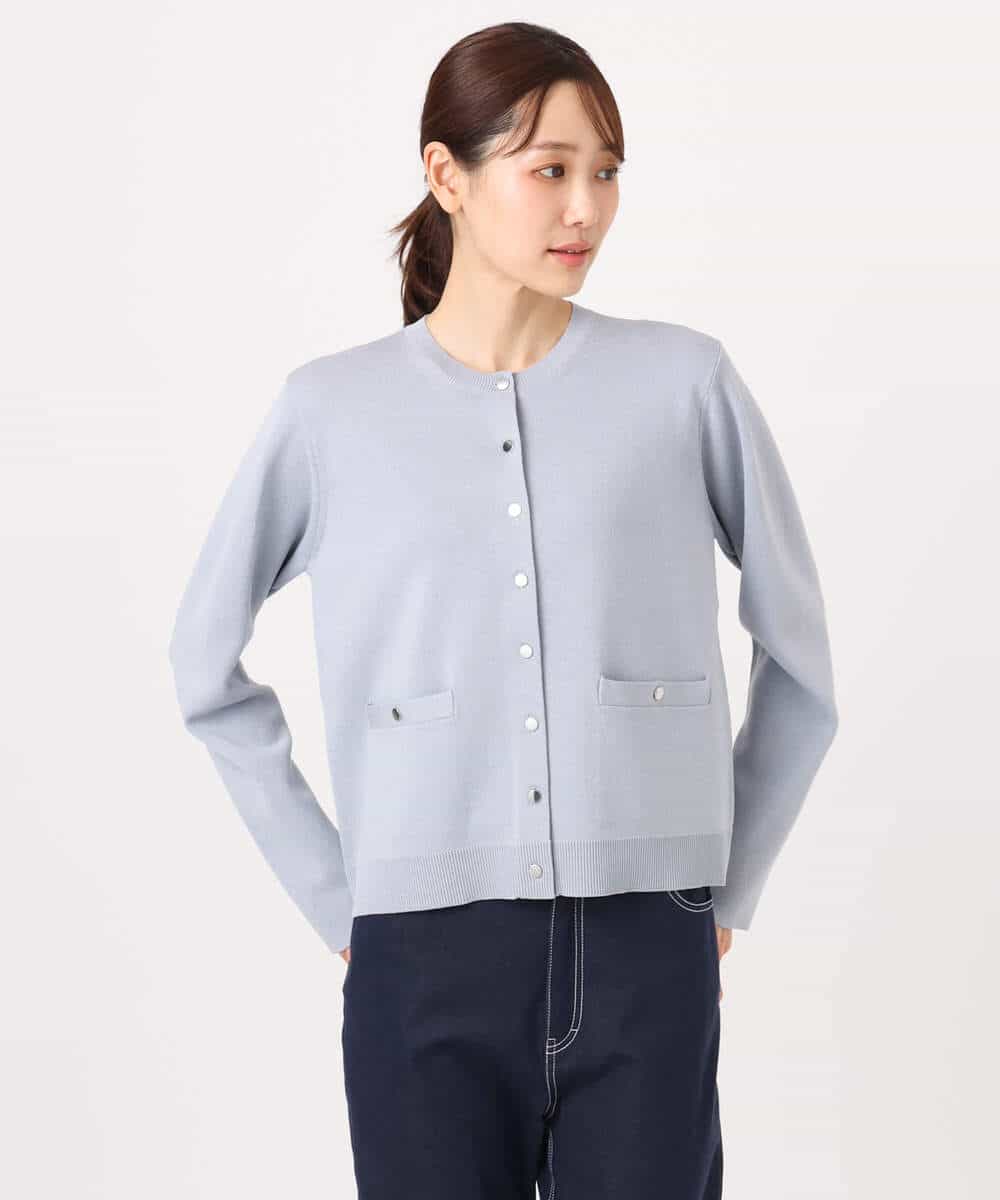 FKSGD20160 MK MICHEL KLEIN(MK ミッシェルクラン) 綿混ニットカーディガン/洗える ブルーグレー