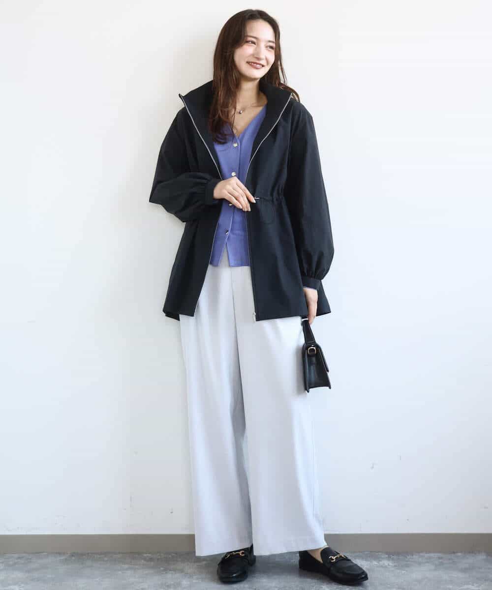 FKSGD21160 MK MICHEL KLEIN(MK ミッシェルクラン) ドット釦Vネックカーディガン(無地・ボーダー)/洗える パープル（無地）