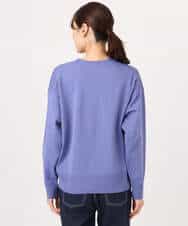 FKSGD21160 MK MICHEL KLEIN(MK ミッシェルクラン) ドット釦Vネックカーディガン(無地・ボーダー)/洗える パープル（無地）