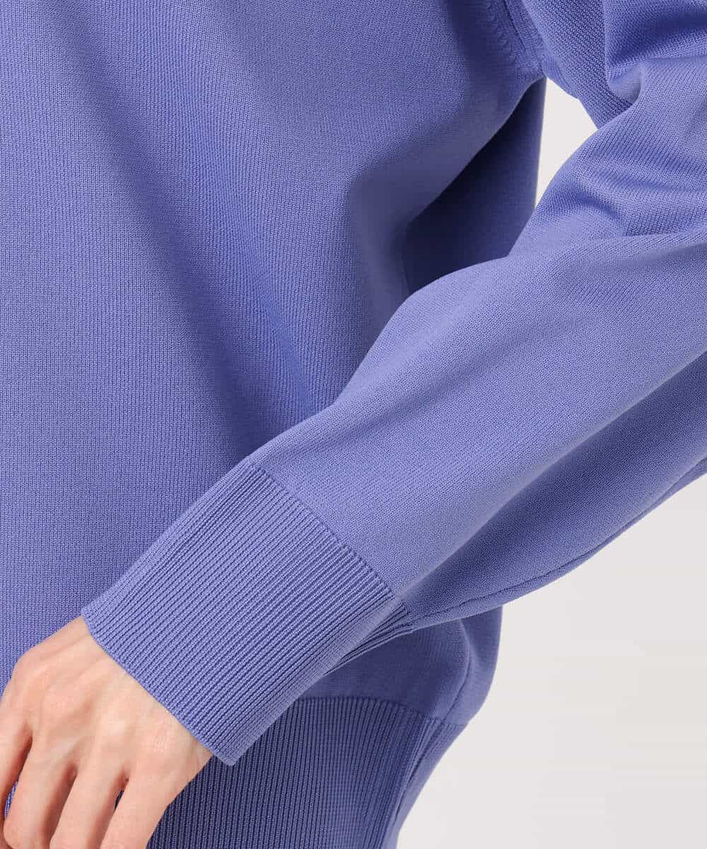 FKSGD21160 MK MICHEL KLEIN(MK ミッシェルクラン) ドット釦Vネックカーディガン(無地・ボーダー)/洗える パープル（無地）