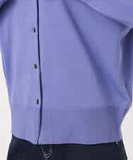 FKSGD21160 MK MICHEL KLEIN(MK ミッシェルクラン) ドット釦Vネックカーディガン(無地・ボーダー)/洗える パープル（無地）