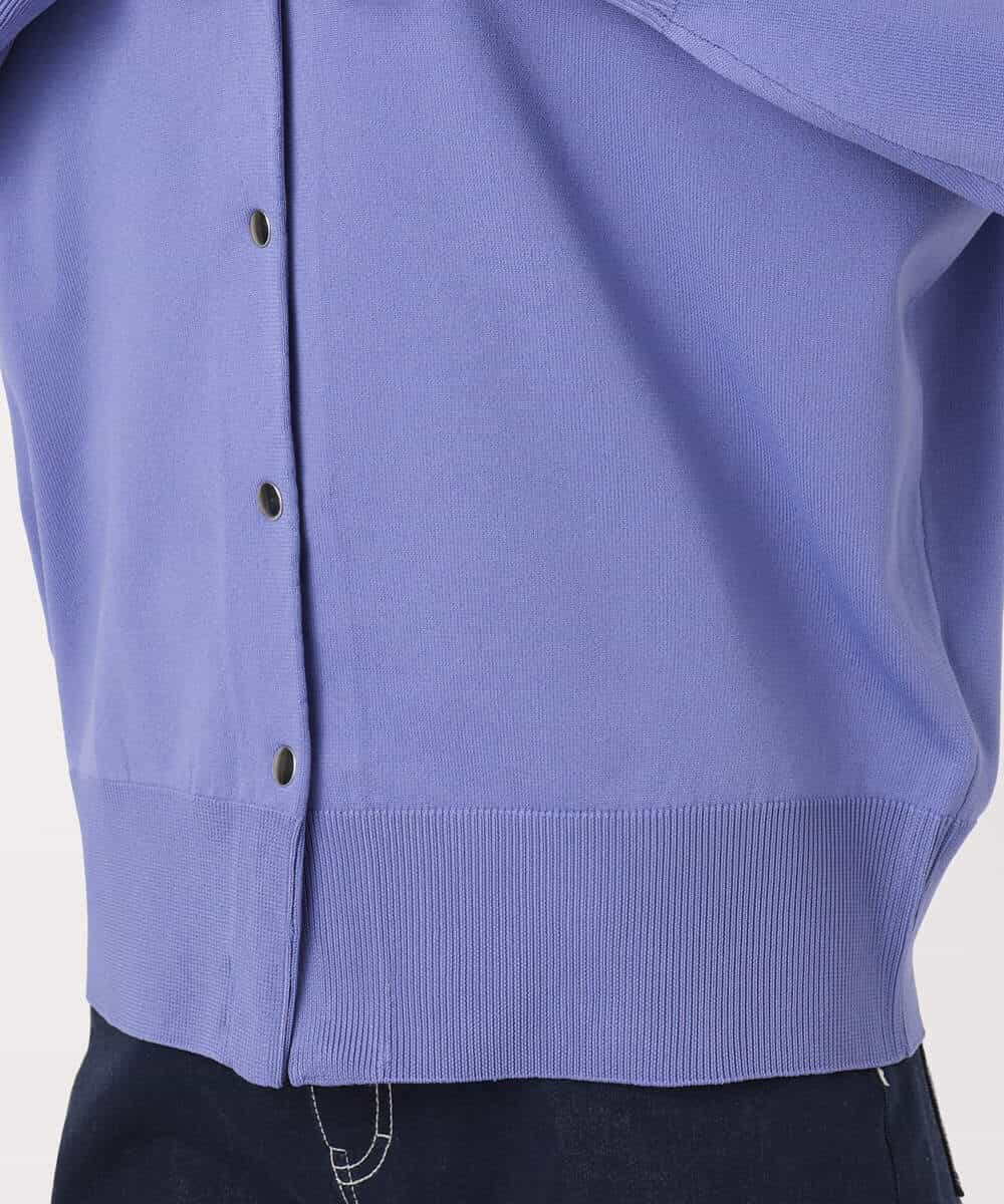 FKSGD21160 MK MICHEL KLEIN(MK ミッシェルクラン) ドット釦Vネックカーディガン(無地・ボーダー)/洗える パープル（無地）