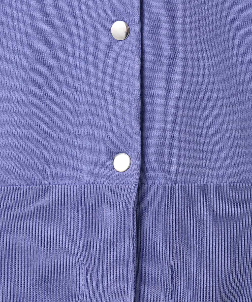 FKSGD21160 MK MICHEL KLEIN(MK ミッシェルクラン) ドット釦Vネックカーディガン(無地・ボーダー)/洗える パープル（無地）