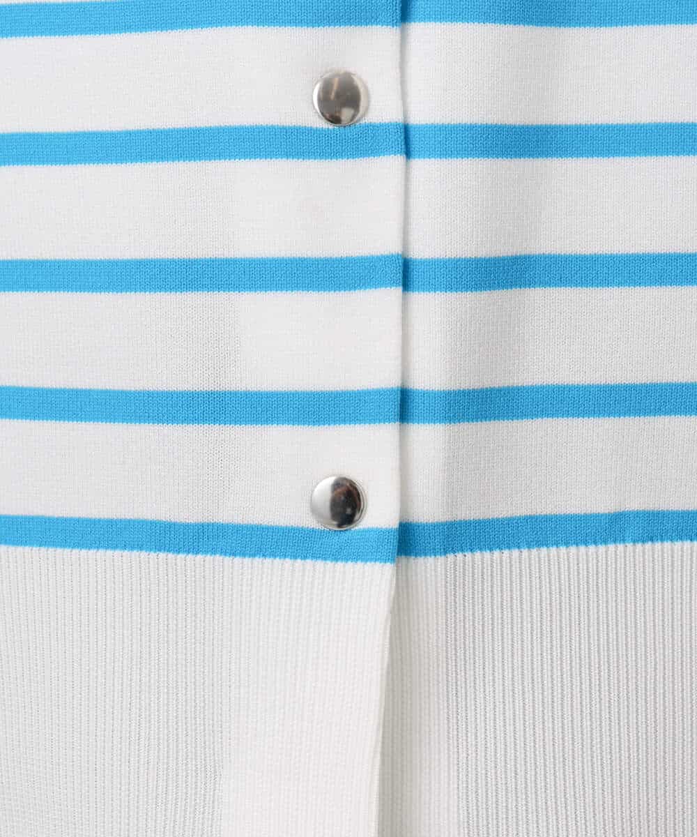 FKSGD21160 MK MICHEL KLEIN(MK ミッシェルクラン) ドット釦Vネックカーディガン(無地・ボーダー)/洗える パープル（無地）