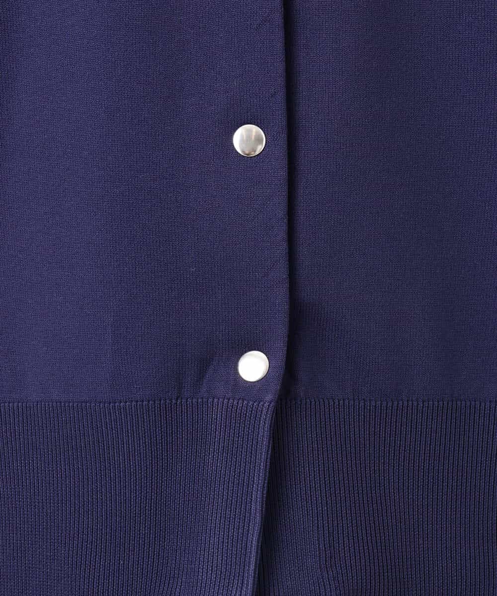 FKSGD21160 MK MICHEL KLEIN(MK ミッシェルクラン) ドット釦Vネックカーディガン(無地・ボーダー)/洗える パープル（無地）