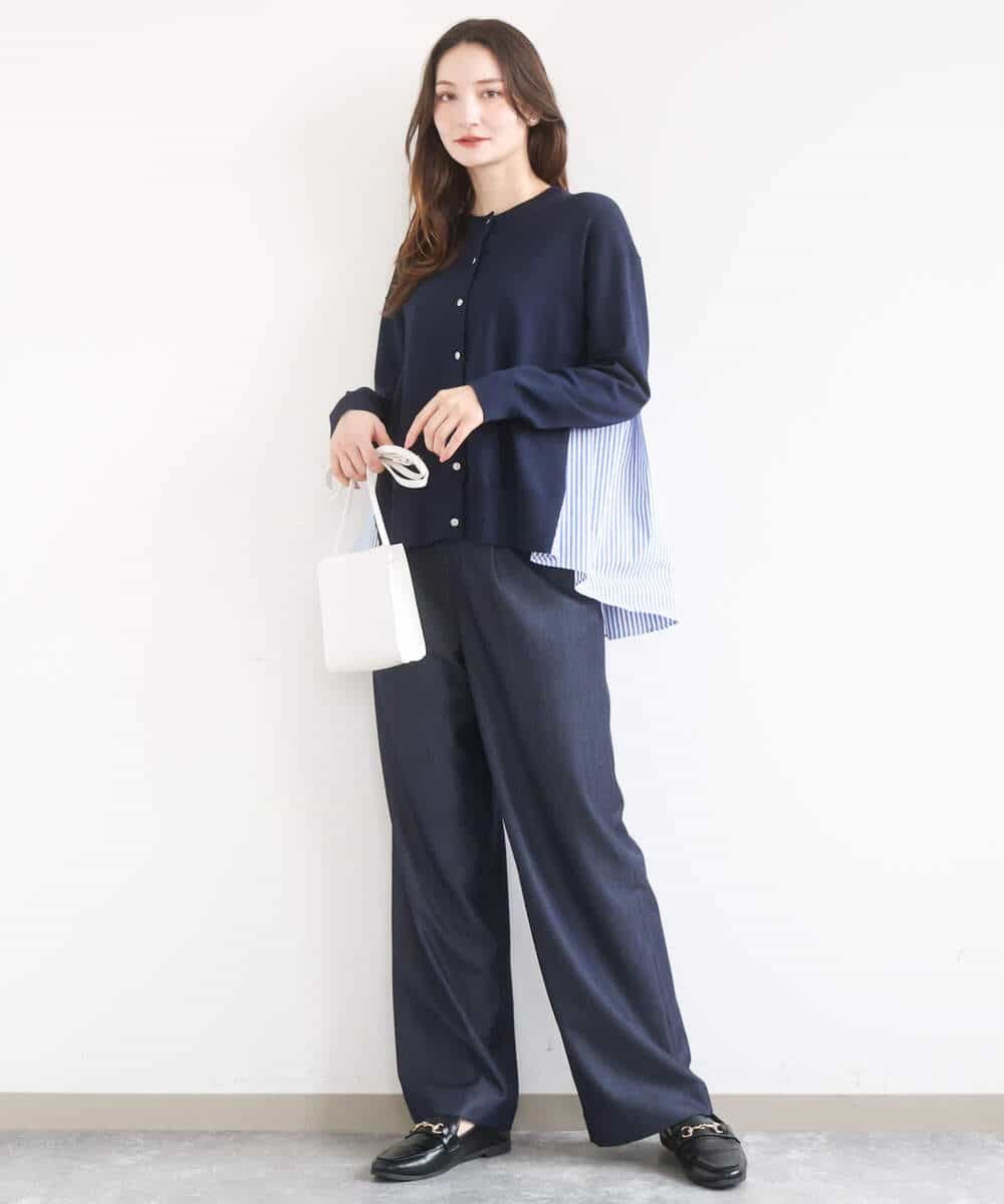 FKSGD30170 MK MICHEL KLEIN(MK ミッシェルクラン) ストライプ切替えデザインニット/洗える アイボリー