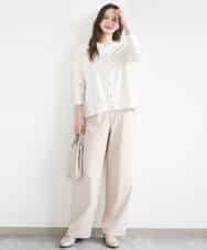 FKSGD30170 MK MICHEL KLEIN(MK ミッシェルクラン) ストライプ切替えデザインニット/洗える アイボリー