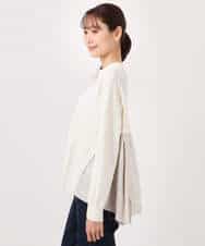 FKSGD30170 MK MICHEL KLEIN(MK ミッシェルクラン) ストライプ切替えデザインニット/洗える アイボリー