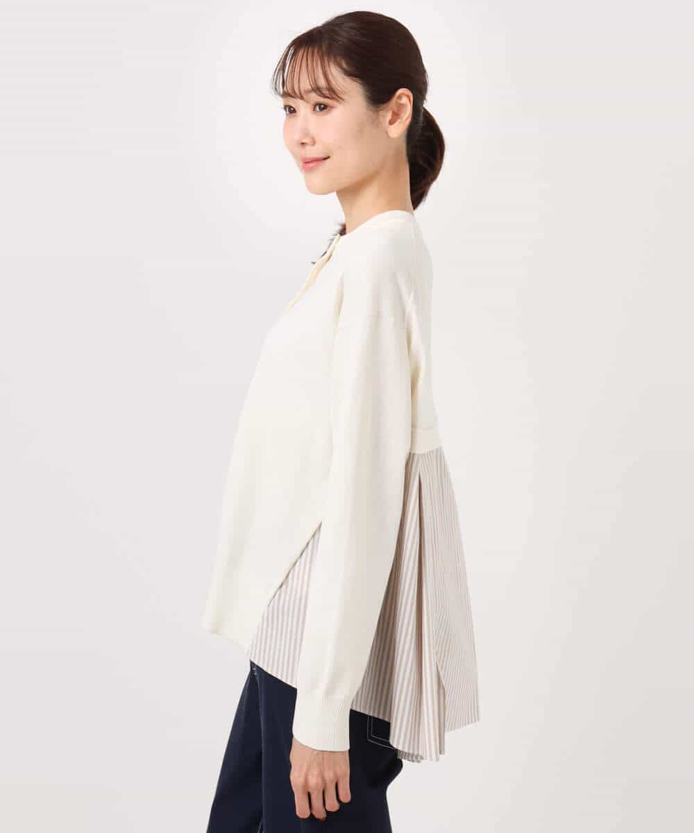 FKSGD30170 MK MICHEL KLEIN(MK ミッシェルクラン) ストライプ切替えデザインニット/洗える アイボリー