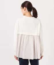 FKSGD30170 MK MICHEL KLEIN(MK ミッシェルクラン) ストライプ切替えデザインニット/洗える アイボリー