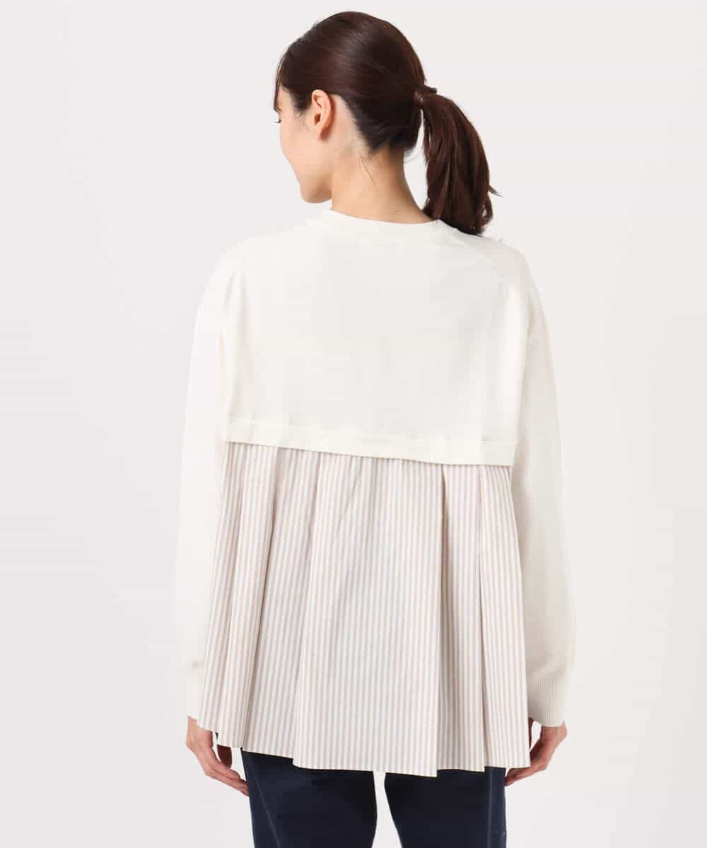 FKSGD30170 MK MICHEL KLEIN(MK ミッシェルクラン) ストライプ切替えデザインニット/洗える アイボリー