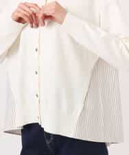 FKSGD30170 MK MICHEL KLEIN(MK ミッシェルクラン) ストライプ切替えデザインニット/洗える アイボリー