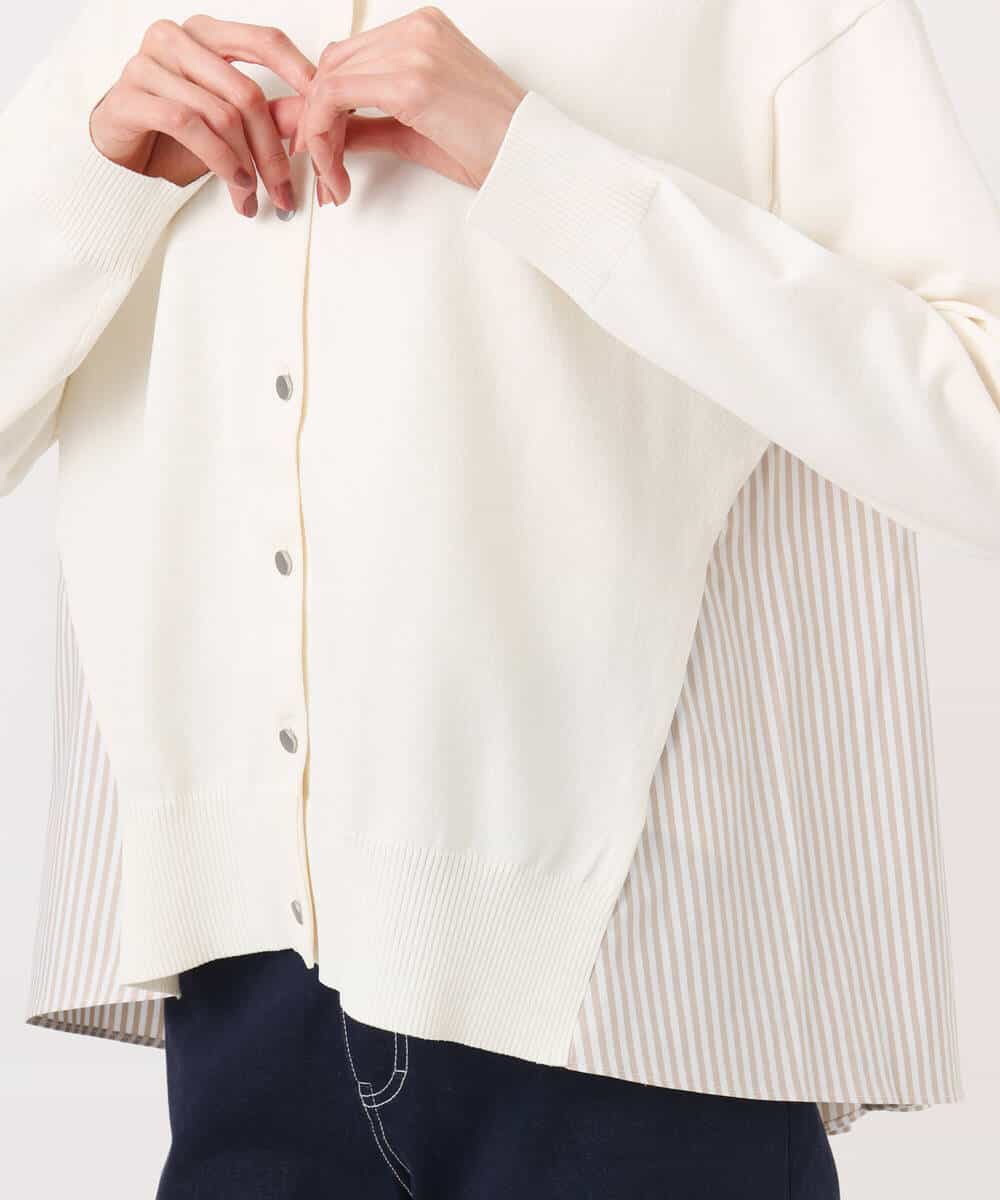 FKSGD30170 MK MICHEL KLEIN(MK ミッシェルクラン) ストライプ切替えデザインニット/洗える アイボリー