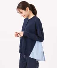 FKSGD30170 MK MICHEL KLEIN(MK ミッシェルクラン) ストライプ切替えデザインニット/洗える アイボリー