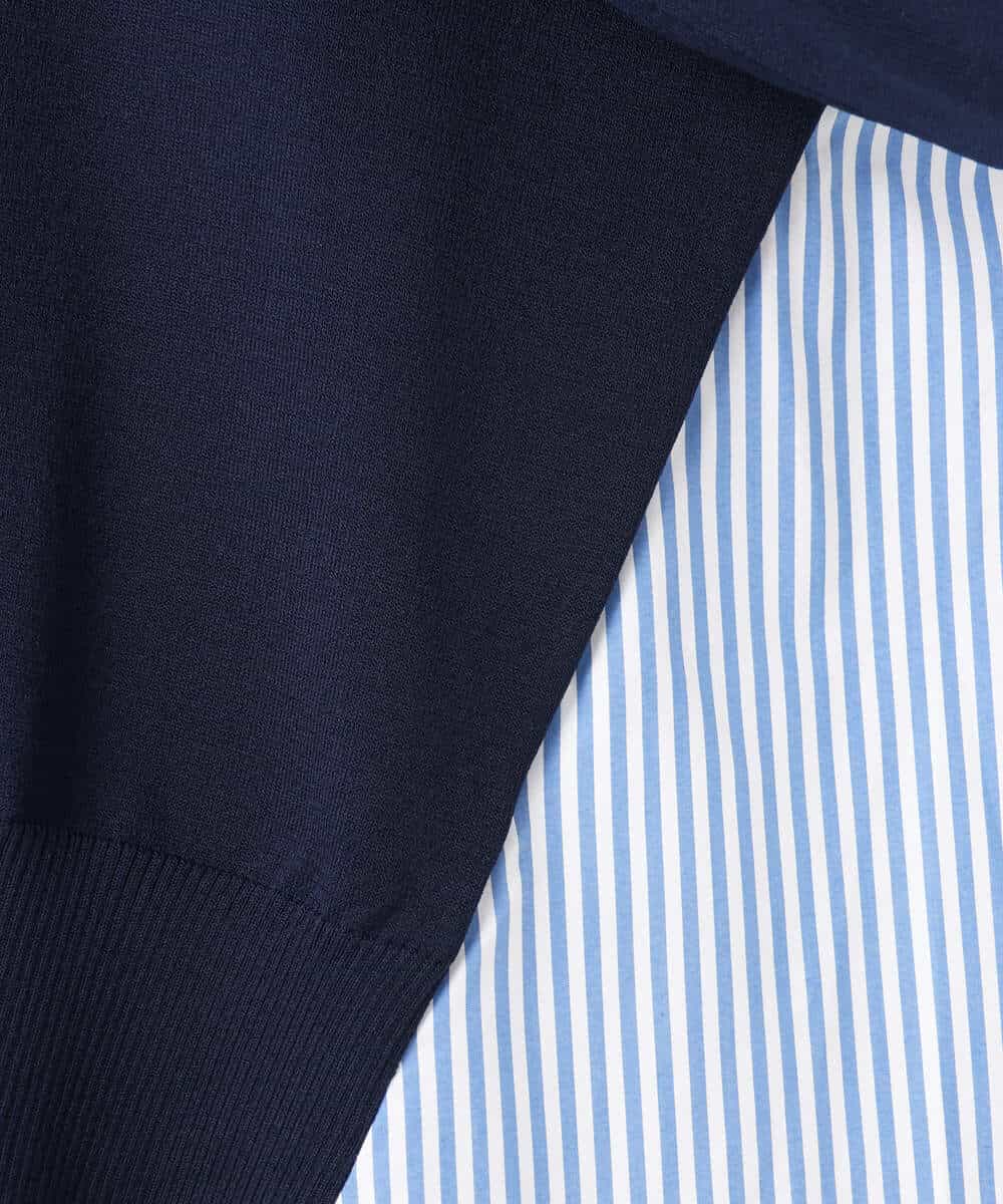 FKSGD30170 MK MICHEL KLEIN(MK ミッシェルクラン) ストライプ切替えデザインニット/洗える アイボリー