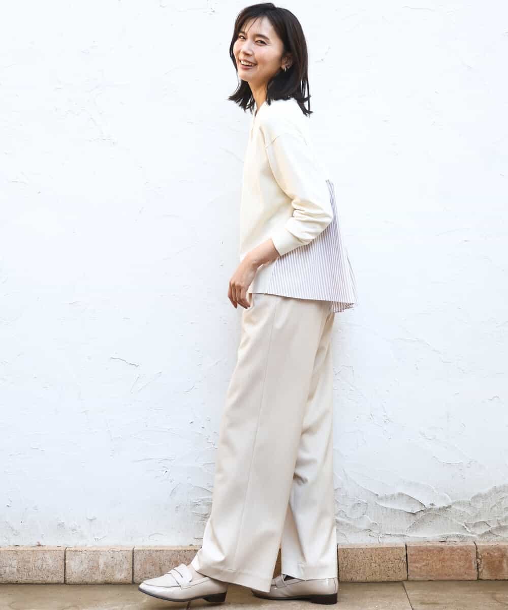 FKSGD30170 MK MICHEL KLEIN(MK ミッシェルクラン) [洗える]ストライプ切替えデザインニット アイボリー