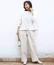 FKSGD30170 MK MICHEL KLEIN(MK ミッシェルクラン) [洗える]ストライプ切替えデザインニット アイボリー