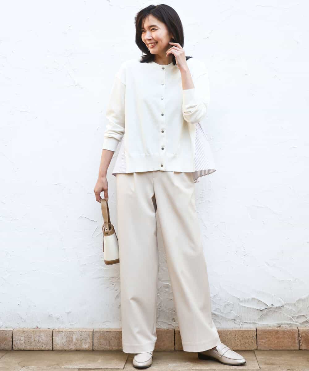 FKSGD30170 MK MICHEL KLEIN(MK ミッシェルクラン) [洗える]ストライプ切替えデザインニット アイボリー