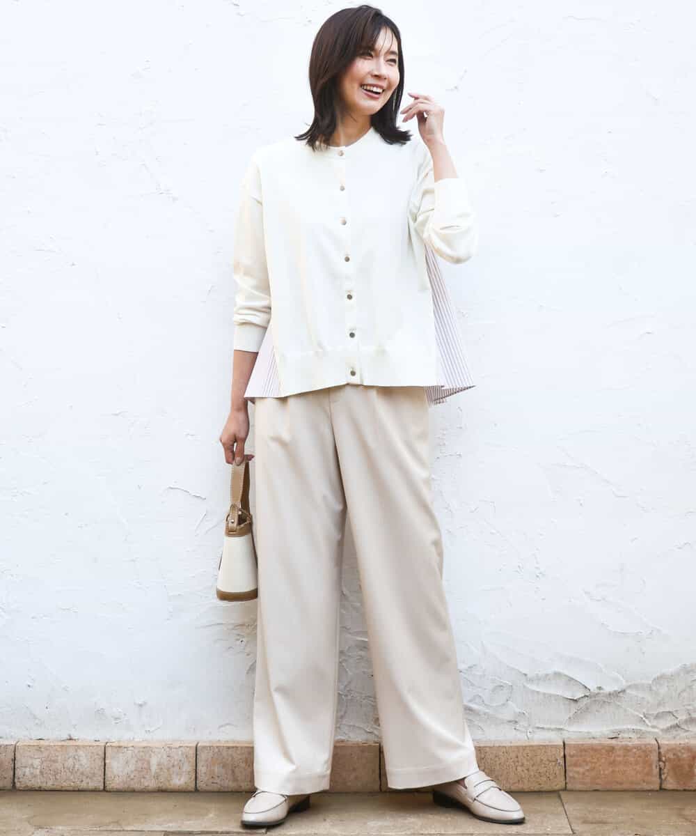 FKSGD30170 MK MICHEL KLEIN(MK ミッシェルクラン) [洗える]ストライプ切替えデザインニット アイボリー