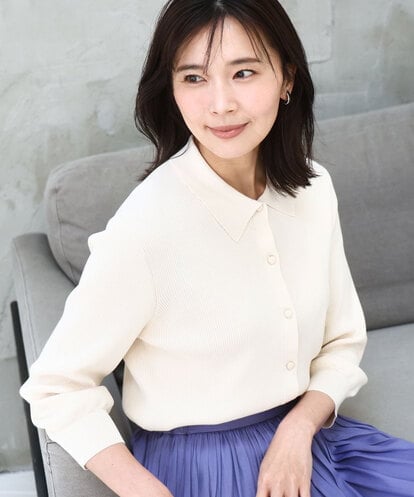 FKSGD31150  衿付きニットプルオーバー/洗える