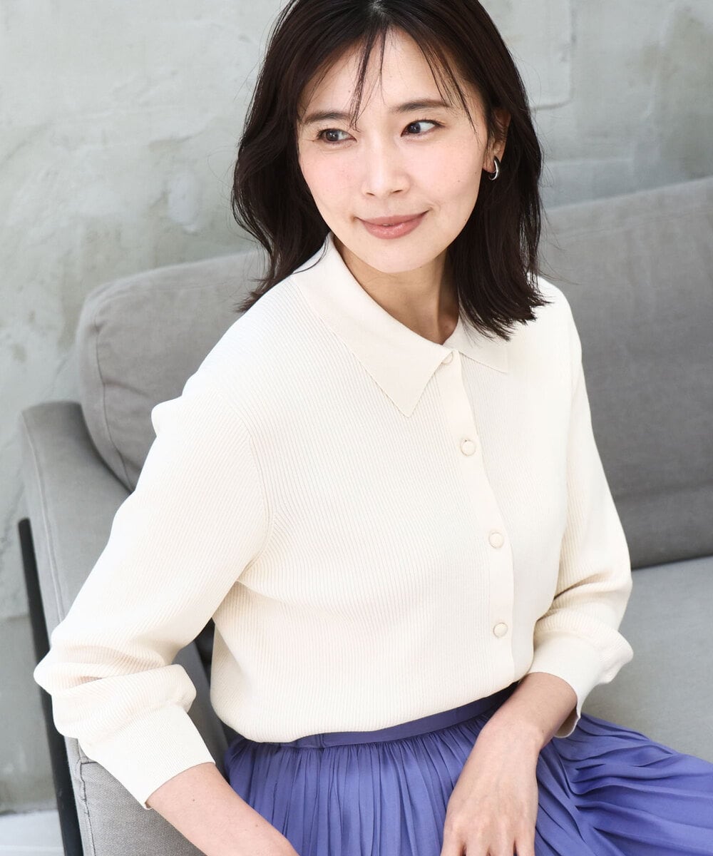 FKSGD31150 MK MICHEL KLEIN [洗える]衿付きニットプルオーバー