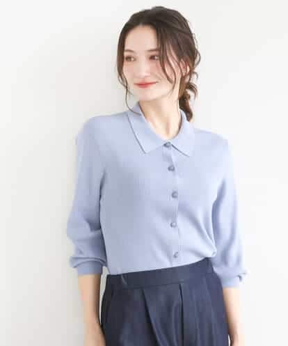 FKSGD31150  衿付きニットプルオーバー/洗える