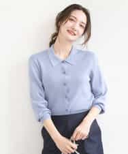 FKSGD31150 MK MICHEL KLEIN(MK ミッシェルクラン) 衿付きニットプルオーバー/洗える ライトブルー