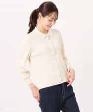 FKSGD31150 MK MICHEL KLEIN(MK ミッシェルクラン) 衿付きニットプルオーバー/洗える ライトブルー