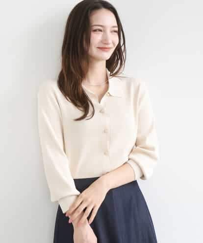 FKSGD31150 MK MICHEL KLEIN 衿付きニットプルオーバー/洗える