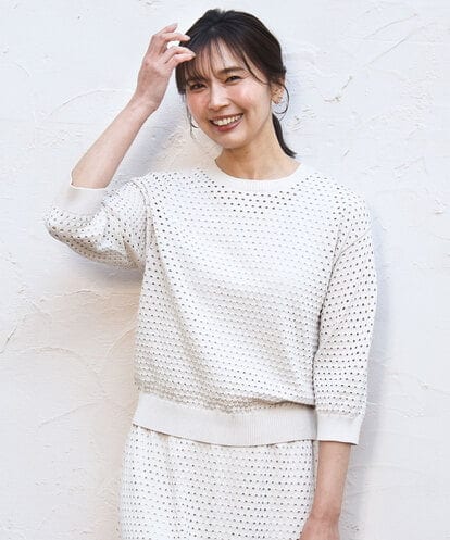 FKSGD32150 MK MICHEL KLEIN アイレット編みニット/前後2way/洗える