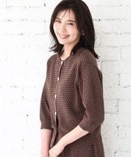 FKSGD32150 MK MICHEL KLEIN(MK ミッシェルクラン) アイレット編みニット/前後2way/洗える ブラウン