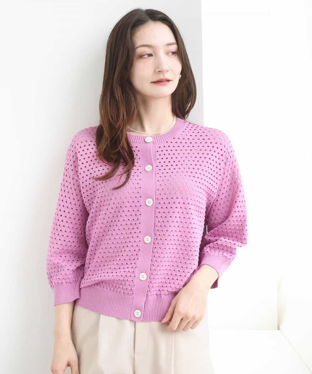 FKSGD32150 MK MICHEL KLEIN(MK ミッシェルクラン) アイレット編みニット/前後2way/洗える ピンク