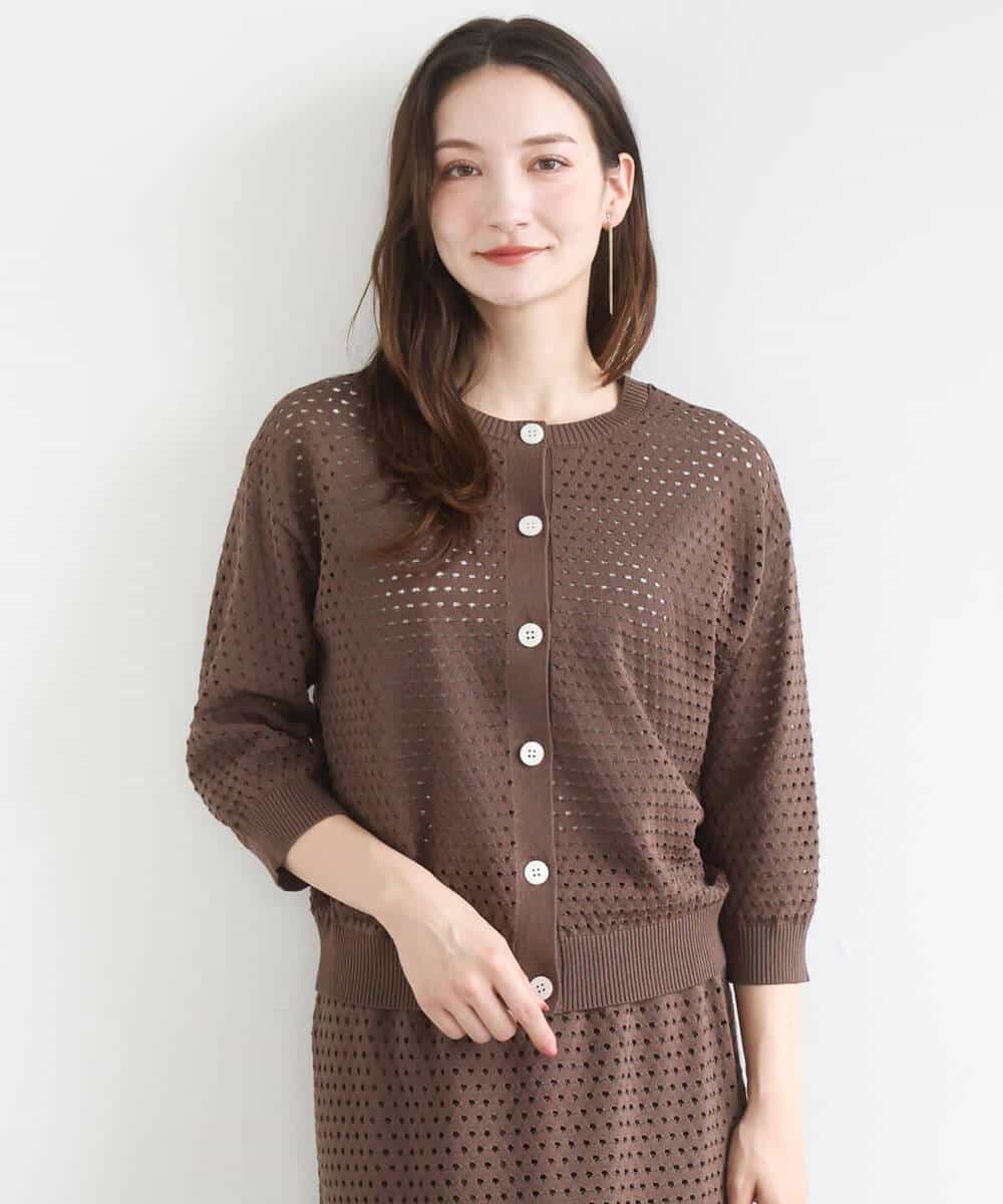 FKSGD32150 MK MICHEL KLEIN(MK ミッシェルクラン) アイレット編みニット/前後2way/洗える ピンク