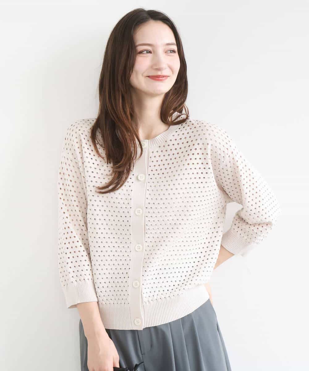 FKSGD32150 MK MICHEL KLEIN(MK ミッシェルクラン) アイレット編みニット/前後2way/洗える ピンク