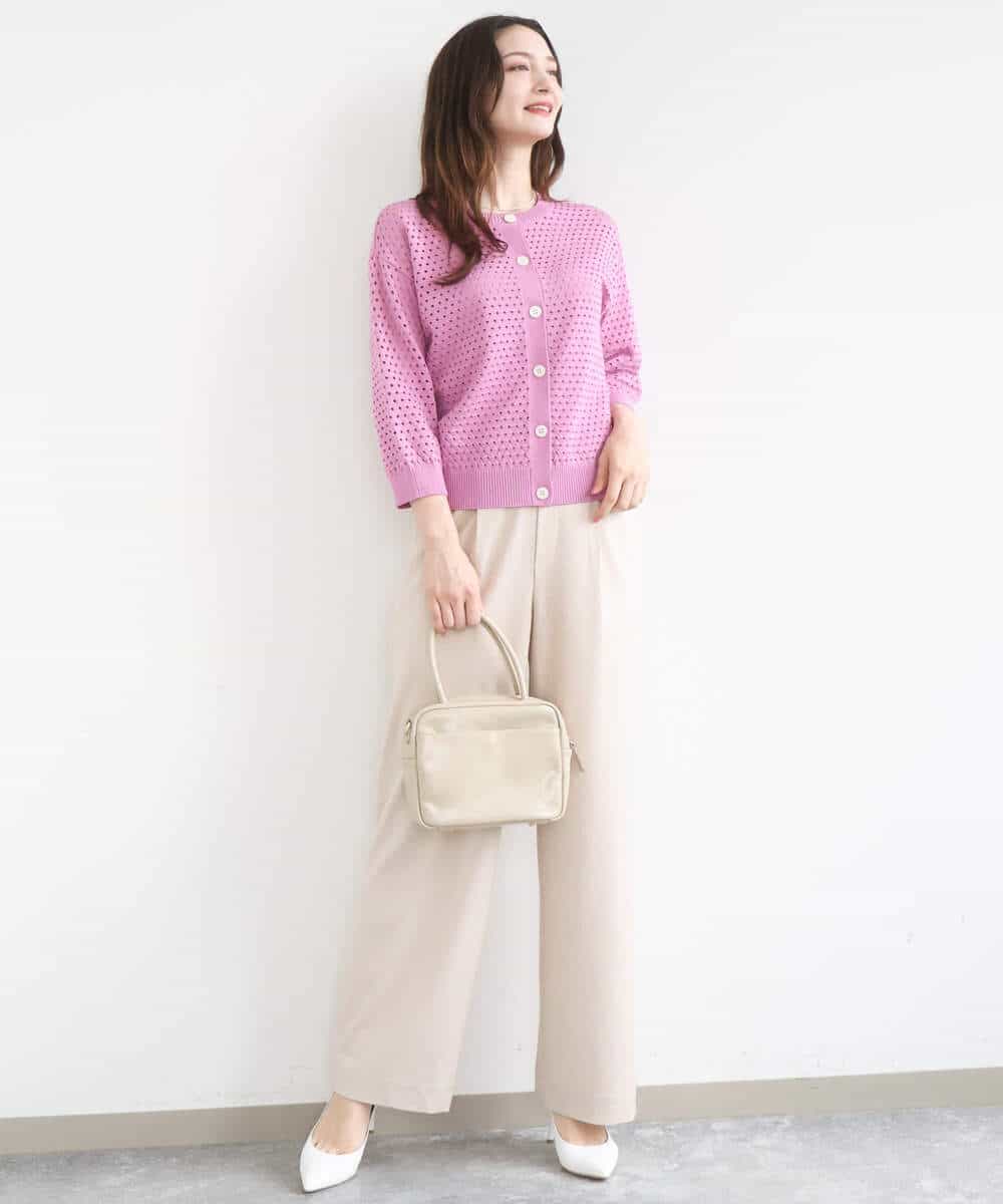 FKSGD32150 MK MICHEL KLEIN(MK ミッシェルクラン) アイレット編みニット/前後2way/洗える ピンク