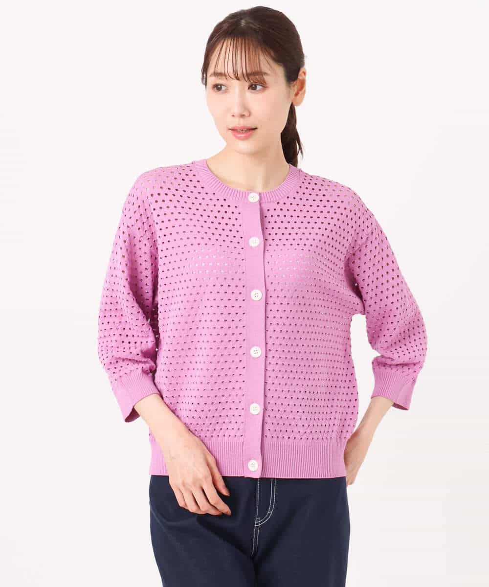 FKSGD32150 MK MICHEL KLEIN(MK ミッシェルクラン) アイレット編みニット/前後2way/洗える ピンク