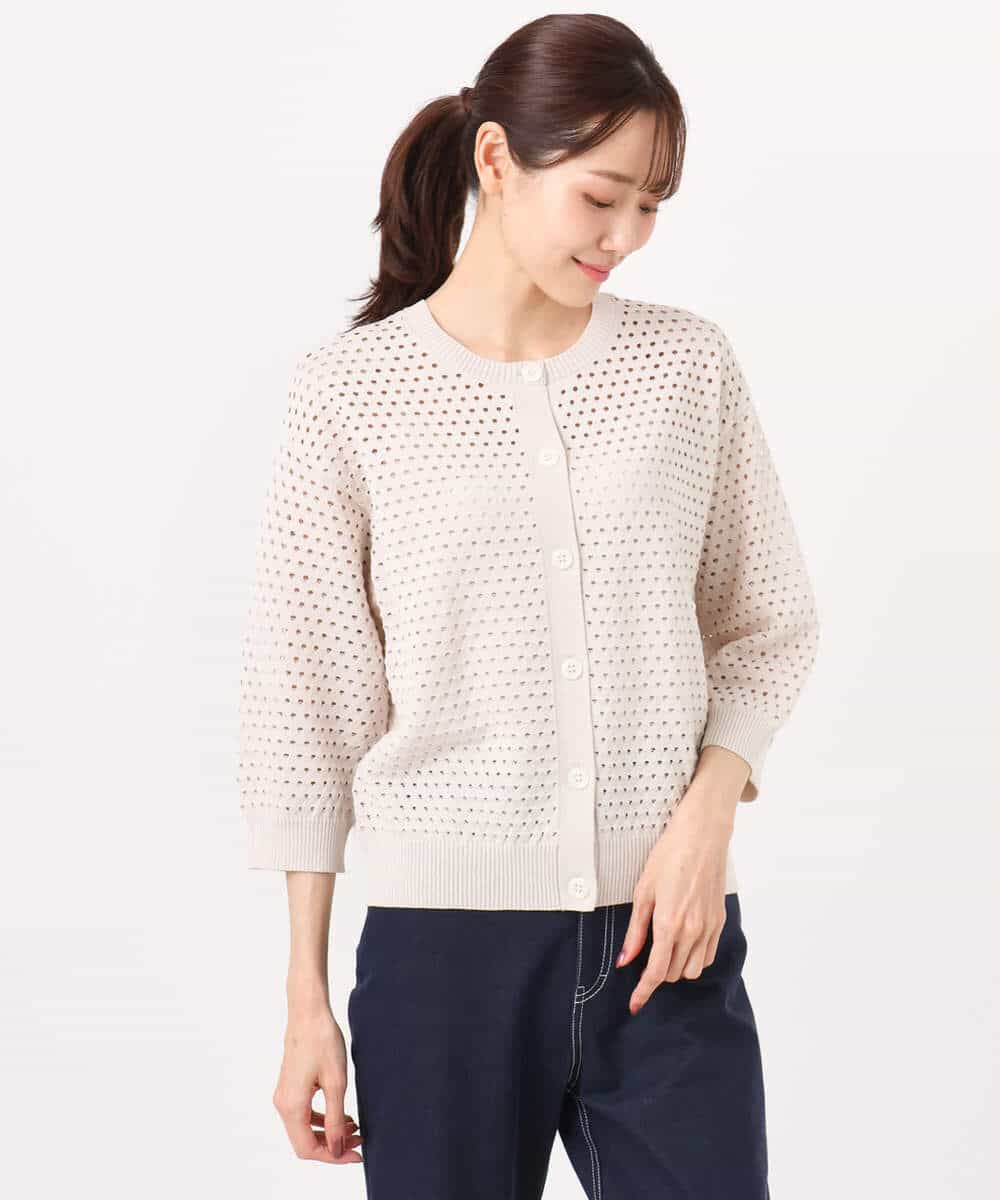 FKSGD32150 MK MICHEL KLEIN(MK ミッシェルクラン) アイレット編みニット/前後2way/洗える ピンク