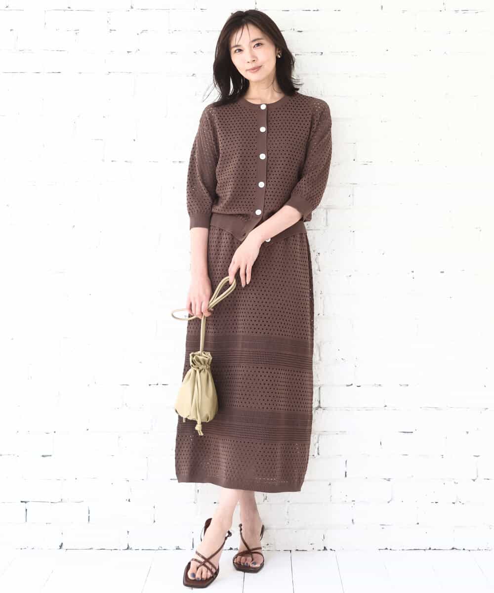 FKSGD32150 MK MICHEL KLEIN(MK ミッシェルクラン) アイレット編みニット/前後2way/洗える ピンク