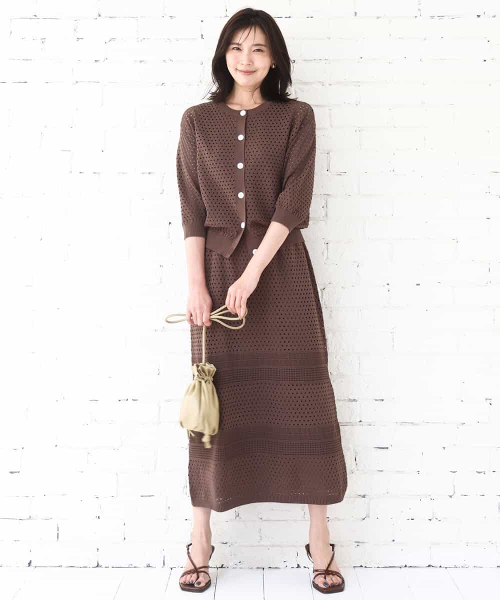 FKSGD32150 MK MICHEL KLEIN(MK ミッシェルクラン) アイレット編みニット/前後2way/洗える ピンク