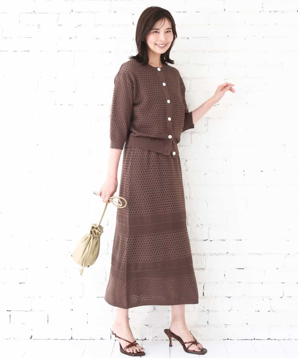 FKSGD32150 MK MICHEL KLEIN(MK ミッシェルクラン) アイレット編みニット/前後2way/洗える ピンク