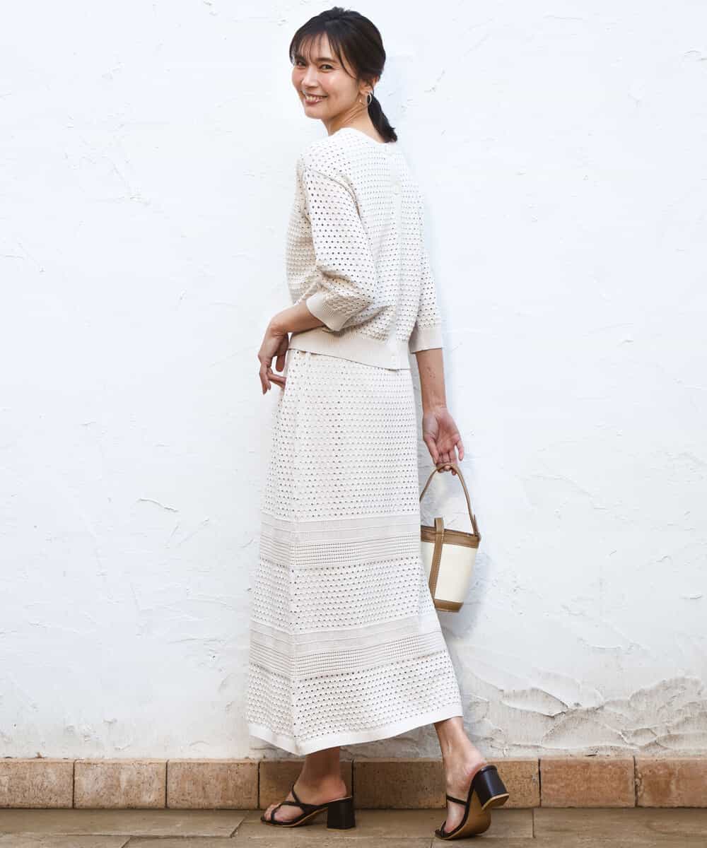 FKSGD32150 MK MICHEL KLEIN(MK ミッシェルクラン) アイレット編みニット/前後2way/洗える ピンク