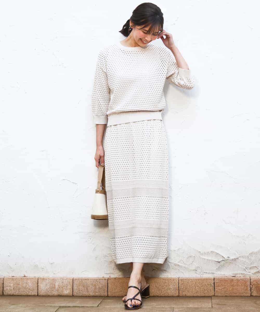 FKSGD32150 MK MICHEL KLEIN(MK ミッシェルクラン) アイレット編みニット/前後2way/洗える ピンク