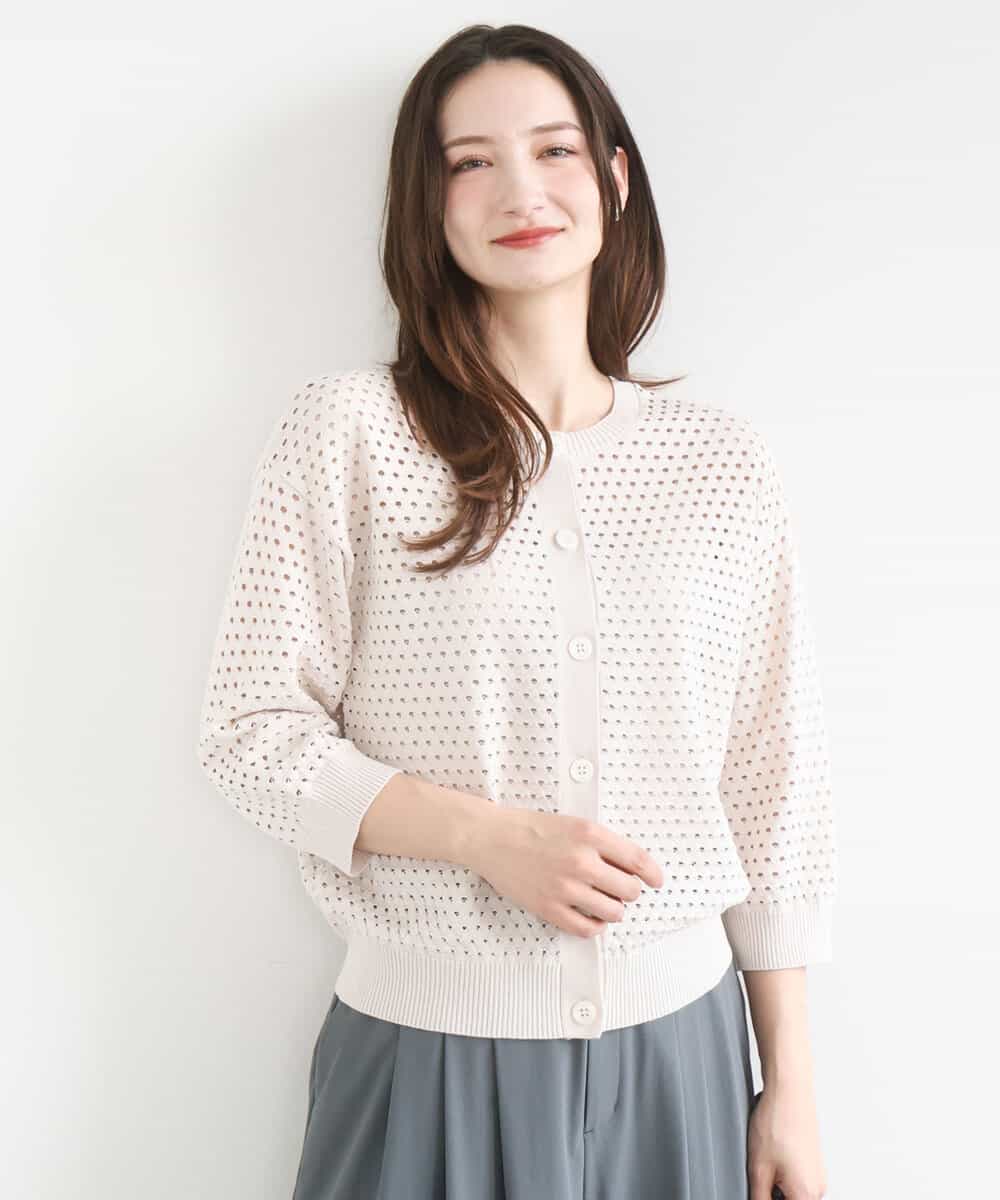 FKSGD32150 MK MICHEL KLEIN(MK ミッシェルクラン) アイレット編みニット/前後2way/洗える ベージュ