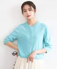 FKSGD40140 MK MICHEL KLEIN(MK ミッシェルクラン) [UVカット/接触冷感/洗える]ドット釦ニットカーディガン ターコイズ