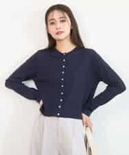 FKSGD40140 MK MICHEL KLEIN(MK ミッシェルクラン) [UVカット/接触冷感/洗える]ドット釦ニットカーディガン ネイビー