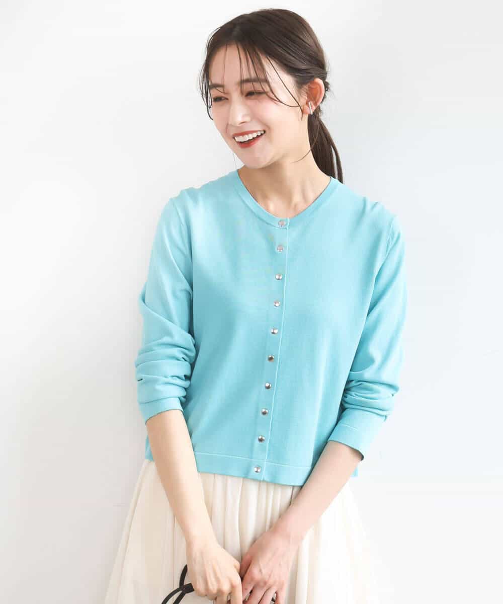 FKSGD40140 MK MICHEL KLEIN(MK ミッシェルクラン) [UVカット/接触冷感/洗える]ドット釦ニットカーディガン ネイビー