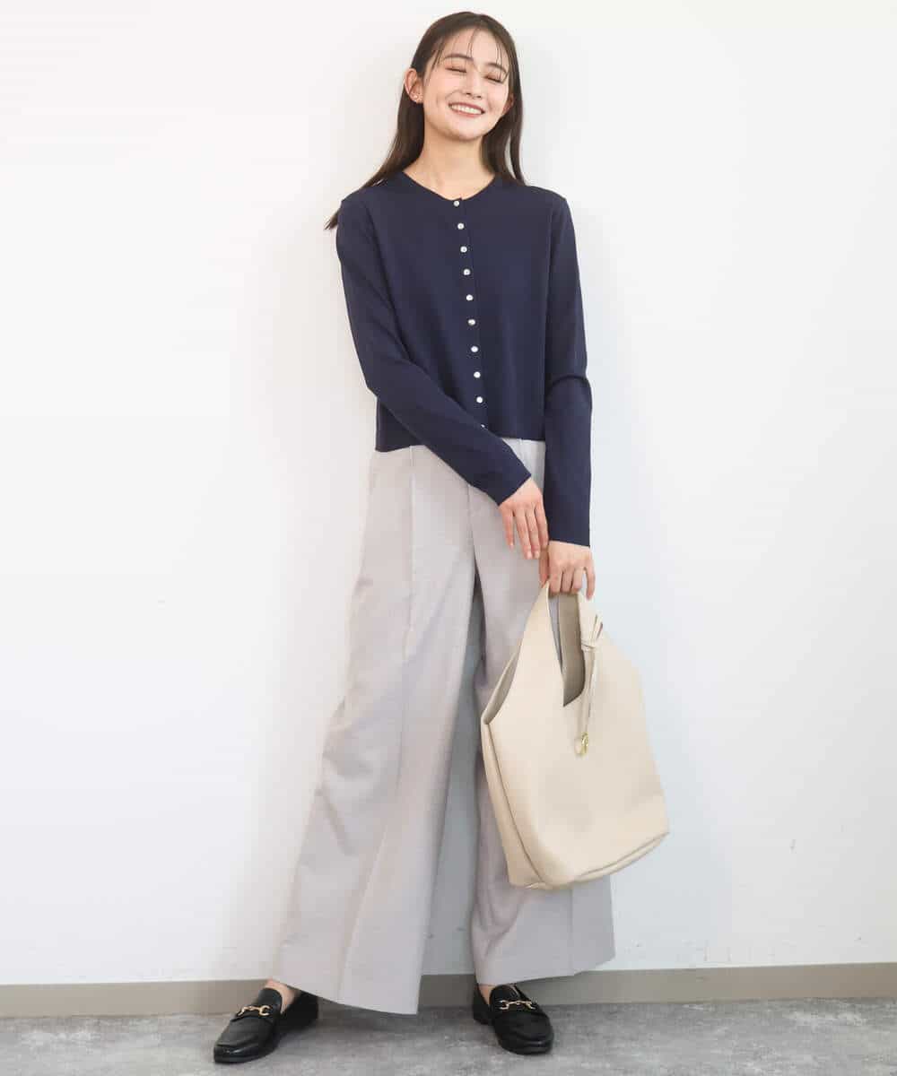 FKSGD40140 MK MICHEL KLEIN(MK ミッシェルクラン) [UVカット/接触冷感/洗える]ドット釦ニットカーディガン ネイビー