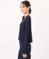 FKSGD40140 MK MICHEL KLEIN(MK ミッシェルクラン) [UVカット/接触冷感/洗える]ドット釦ニットカーディガン ネイビー